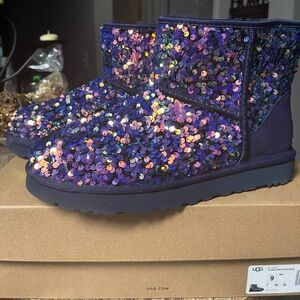 UGG Glittering Sequin Boots in Blue and Purple